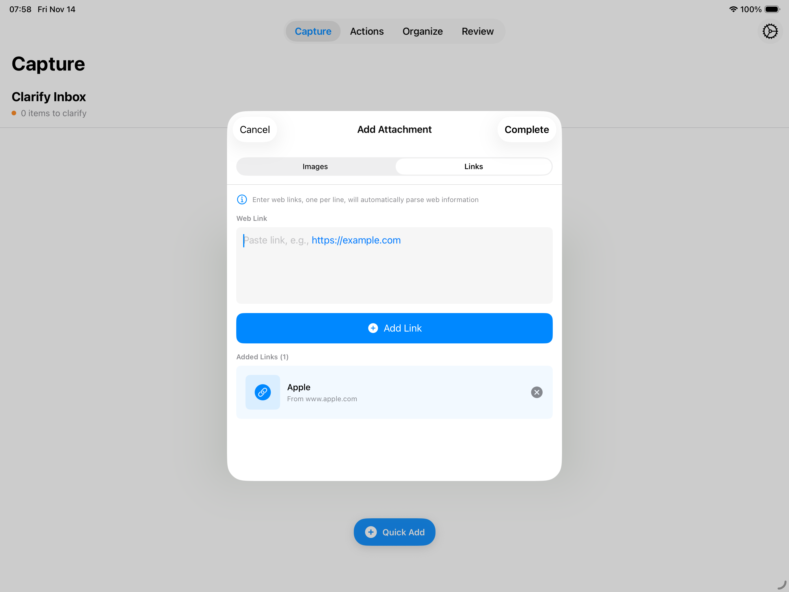 iPad link attachment